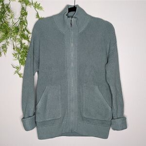 Wynne Layers QVC Sage Green Zip Sweater Medium